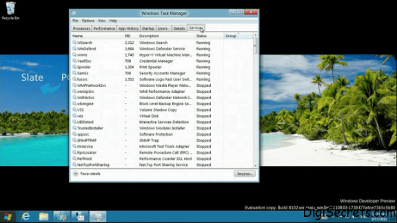 Windows 8 Task Manager - Services