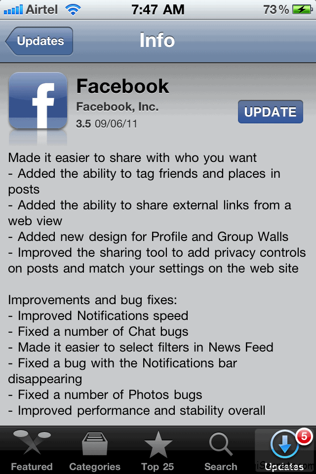 Facebook For iPhone 3.5