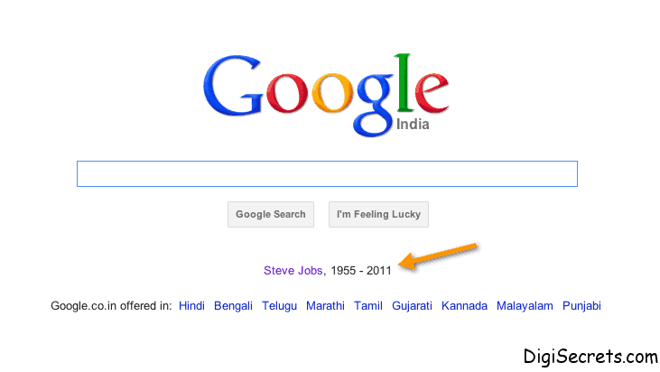 Google Tribute To Steve Jobs