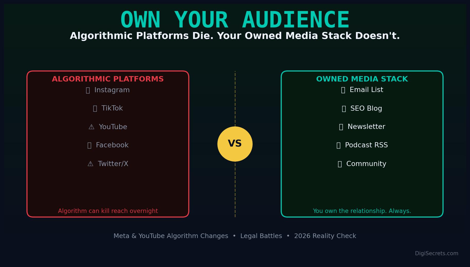 Owned media strategy 2026 - email SEO website vs platform dependence