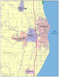 Editable Sheboygan WI City Map Illustrator PDF Digital Vector Maps Sm.