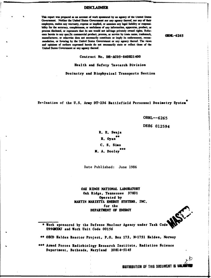 Evaluation Of The Us Army Dt 236 Battlefield Personnel