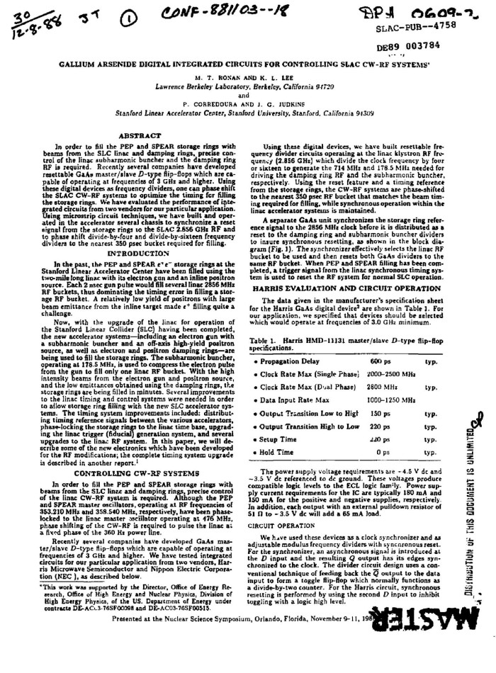 Gallium Arsenide Digital Integrated Circuits For Controlling