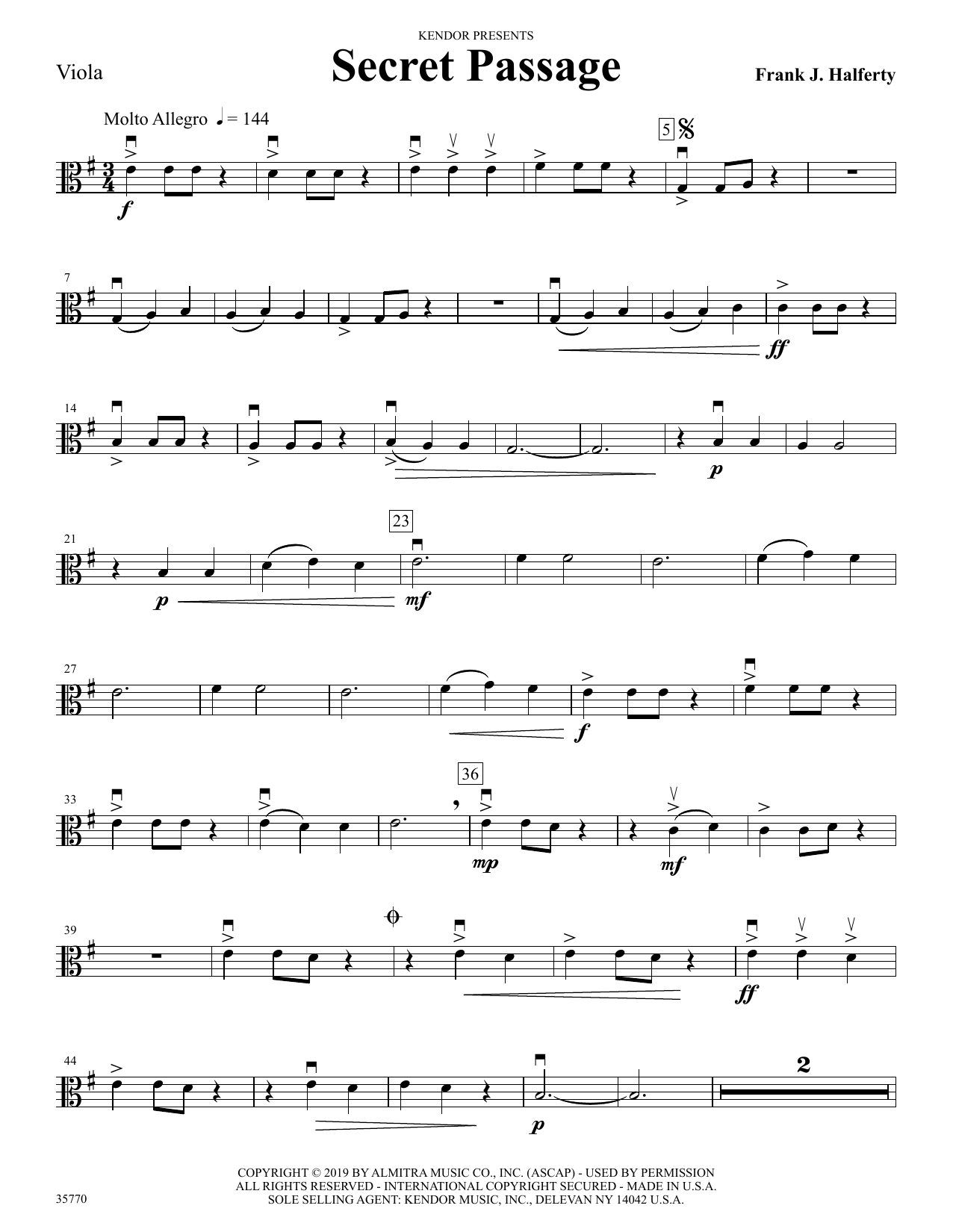 Sheet Music - Penders Music Co.. Secret Passage - Viola