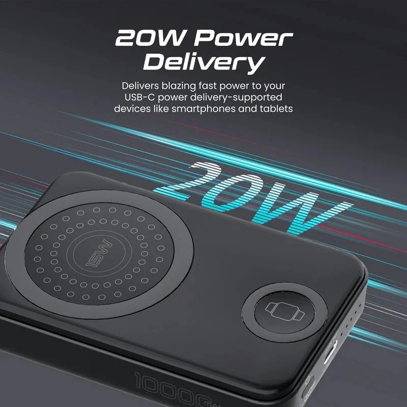 Promate PowerMag-Trio Black MagSafe charger with USB-C Power Delivery port