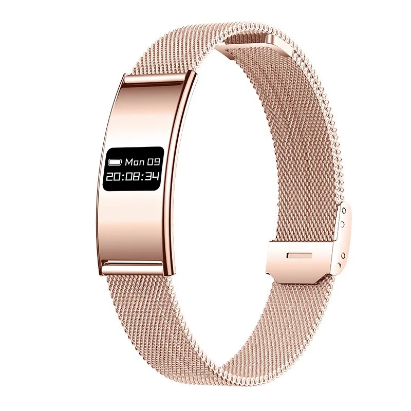 B8 smart bracelet fitness tracker with gold Milanese magnetic strap