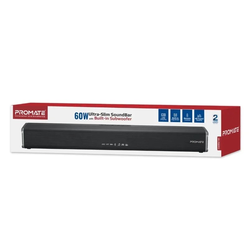Slim Promate CastBar-60 Bluetooth soundbar with USB and AUX inputs