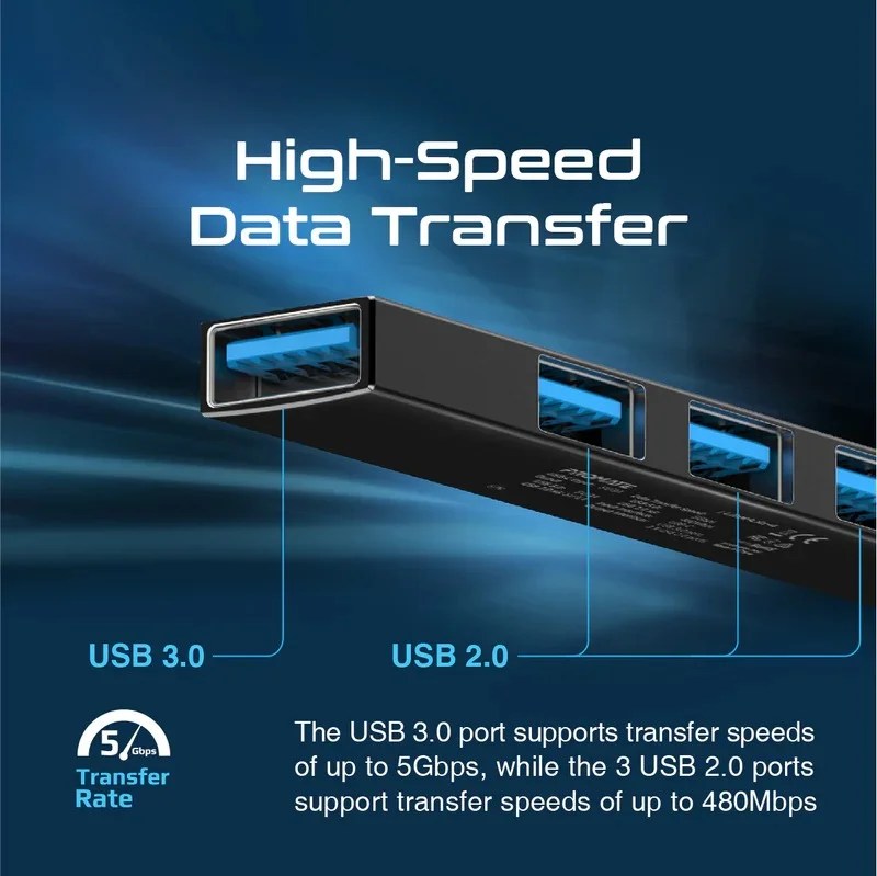 Promate LiteHub-4 USB-C to USB-A Hub connected to a laptop