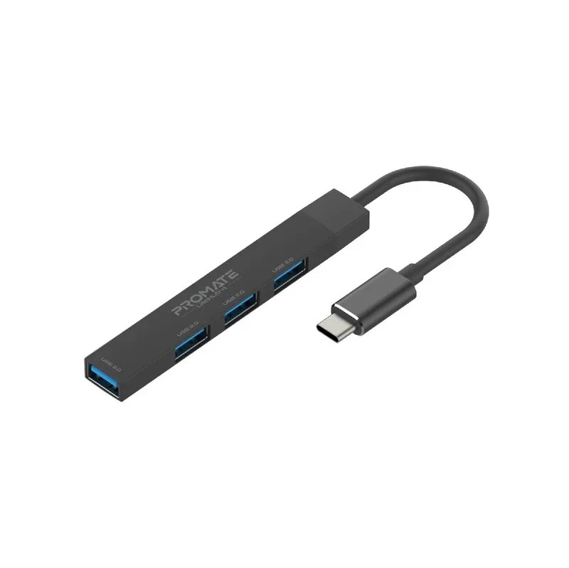 Promate LiteHub-4 Multi-Port USB Hub in Black
