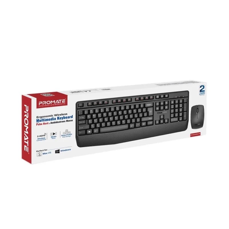 Promate ProCombo-14 wireless multimedia keyboard and precision mouse for productive workspaces