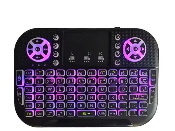 Mini Android TV keyboard with touchpad and 7-color backlight