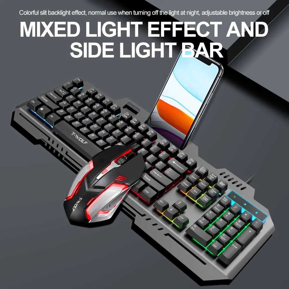 RGB gaming keyboard with wired USB mouse