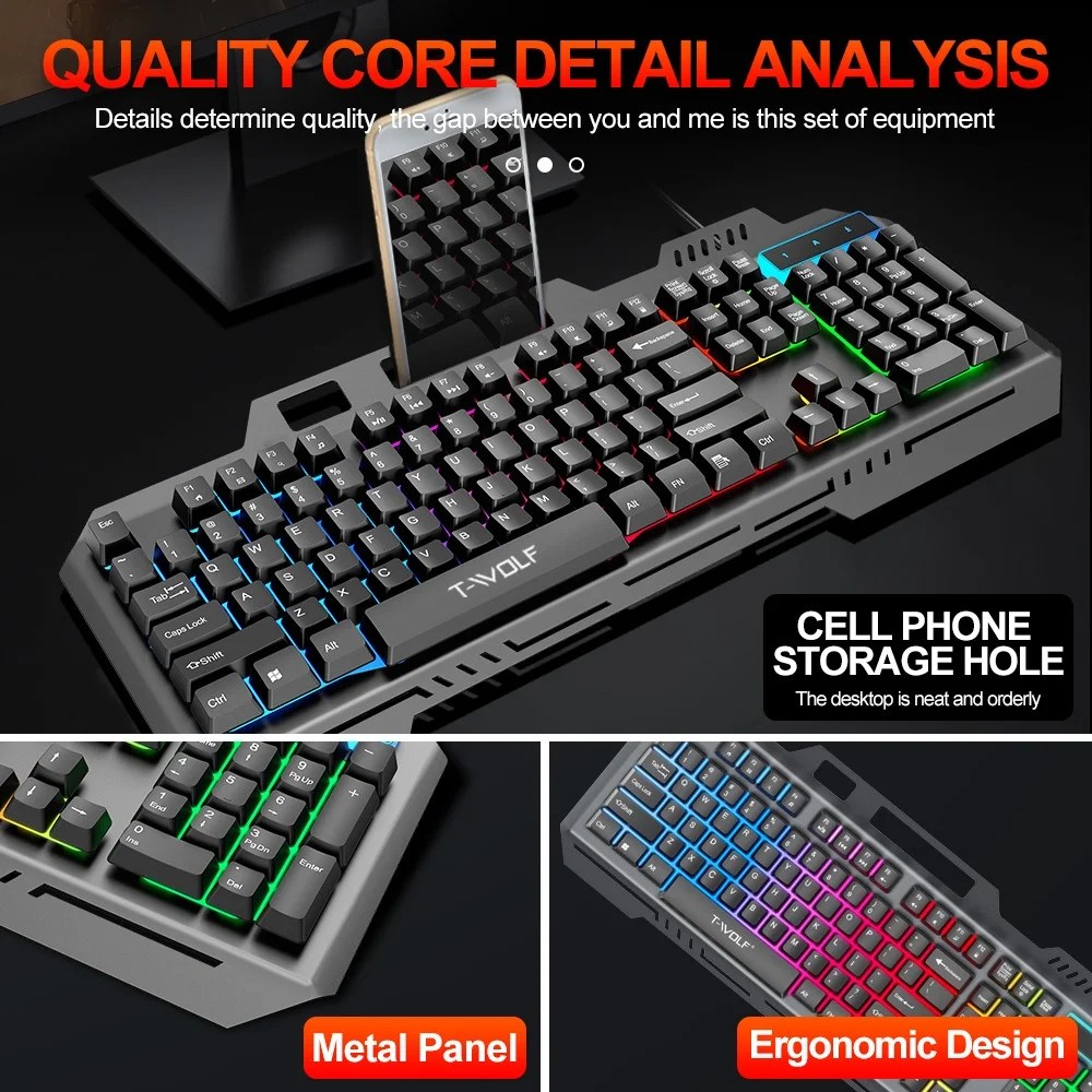 RGB backlit USB wired keyboard and mouse combo