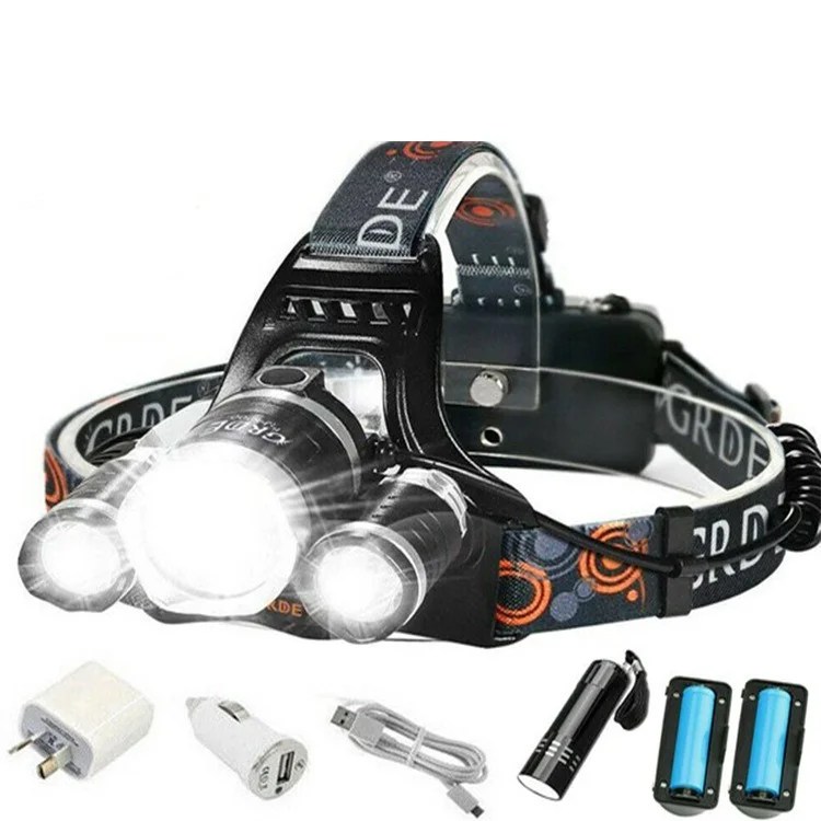 Rechargeable 18650 LED headlamp flashlight
