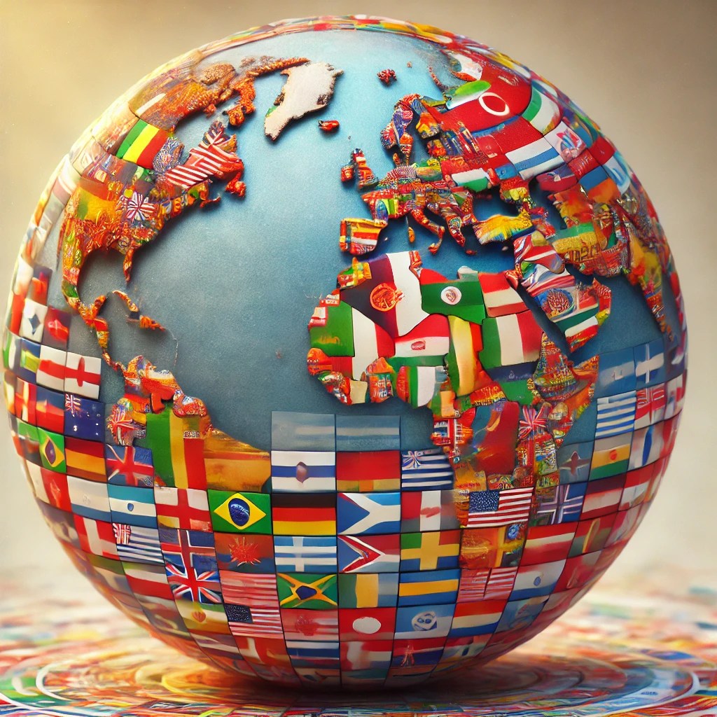 Globe with flags