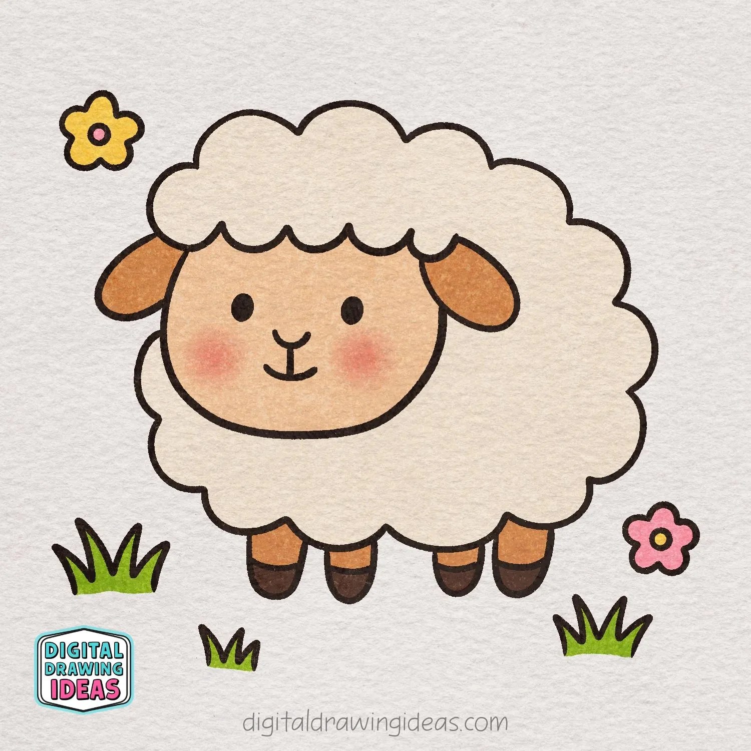 how to draw a sheep - cute sheep drawing tutorial
