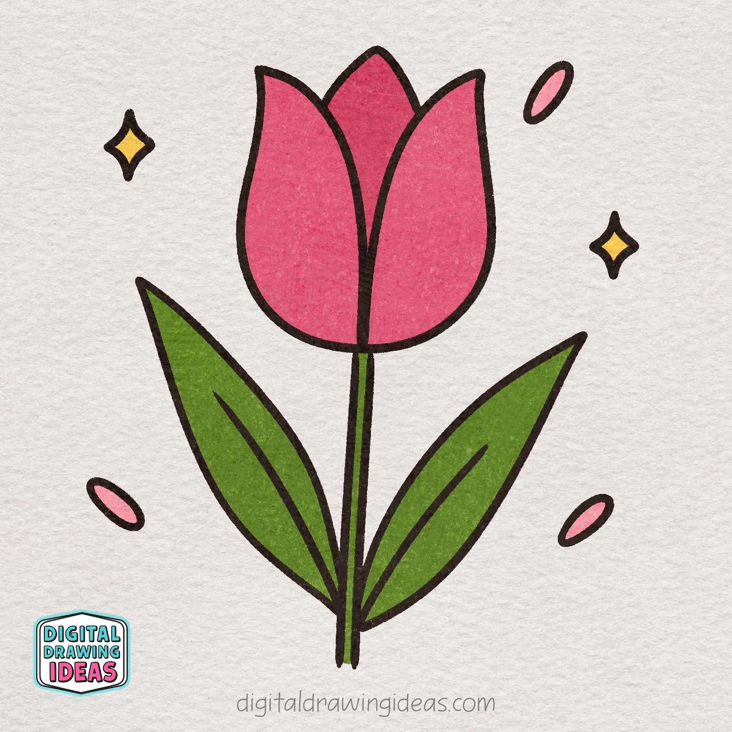 how to draw a tulip flower - tulip drawing tutorial