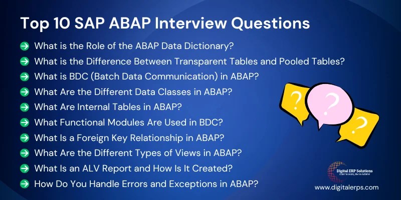 SAP ABAP interview questions | Digital ERPS |best sap training in bangalore
