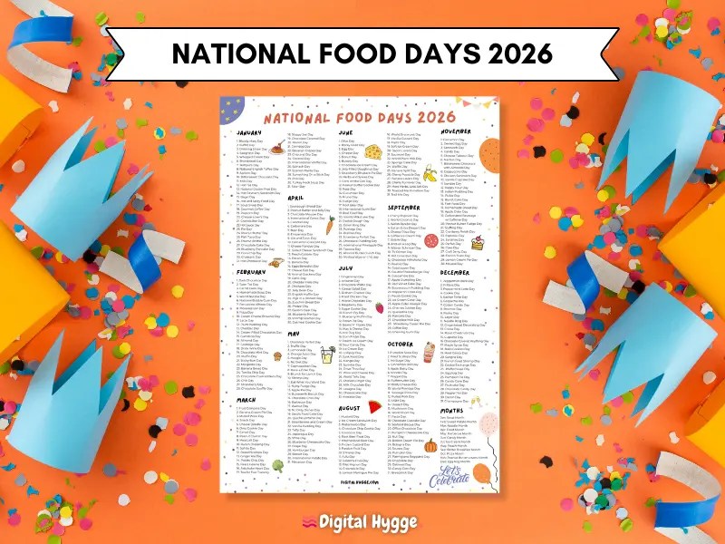 National Food Days Calendar 2026 By Digital Hygge National Food Days 2026