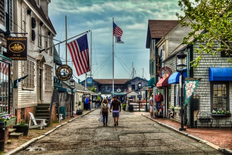 Bannister's Wharf Flickr Photo - Joey Lax-Salinas Sit down for lunch on the water at The Cooke House or stop by The Black Dog for a Newport souvenir. Bannister's Wharf is just parallel to the hustle and bustle of Thames Street and offers a wholesome shopping experience for the weekend tourist, along with an excellent view of Narragansett Bay. Whether you're looking for a bite to eat or a comfy sweatshirt for nighttime, downtown Newport has everything and more.
