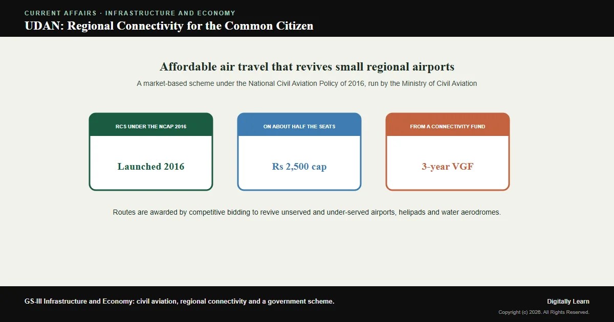 UDAN (Regional Connectivity Scheme): Model, Rounds and Regional Air Connectivity in India