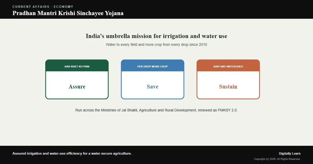 Cover of the article: Pradhan Mantri Krishi Sinchayee Yojana: India’s Umbrella Mission for Irrigation and Water Use