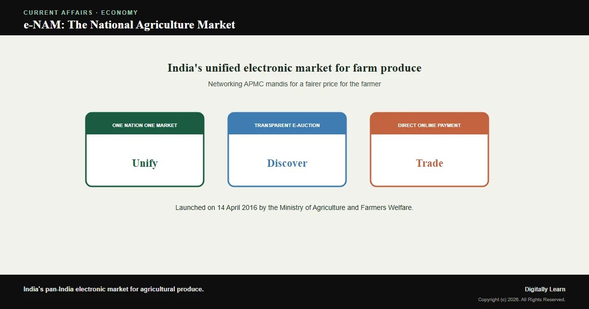 Cover of the article: e-NAM (National Agriculture Market): India’s Unified Electronic Market for Farm Produce