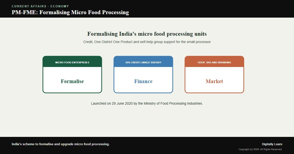 Cover of the article: PM-FME (Pradhan Mantri Formalisation of Micro Food Processing Enterprises): Formalising India’s Micro Food Processing Sector