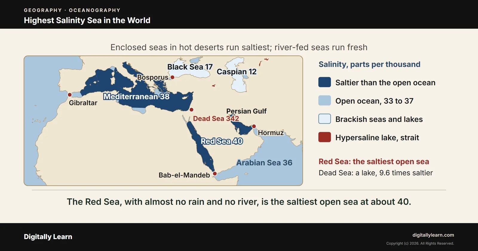 Highest Salinity Sea in the World: Salinity of Oceans and Seas Compared