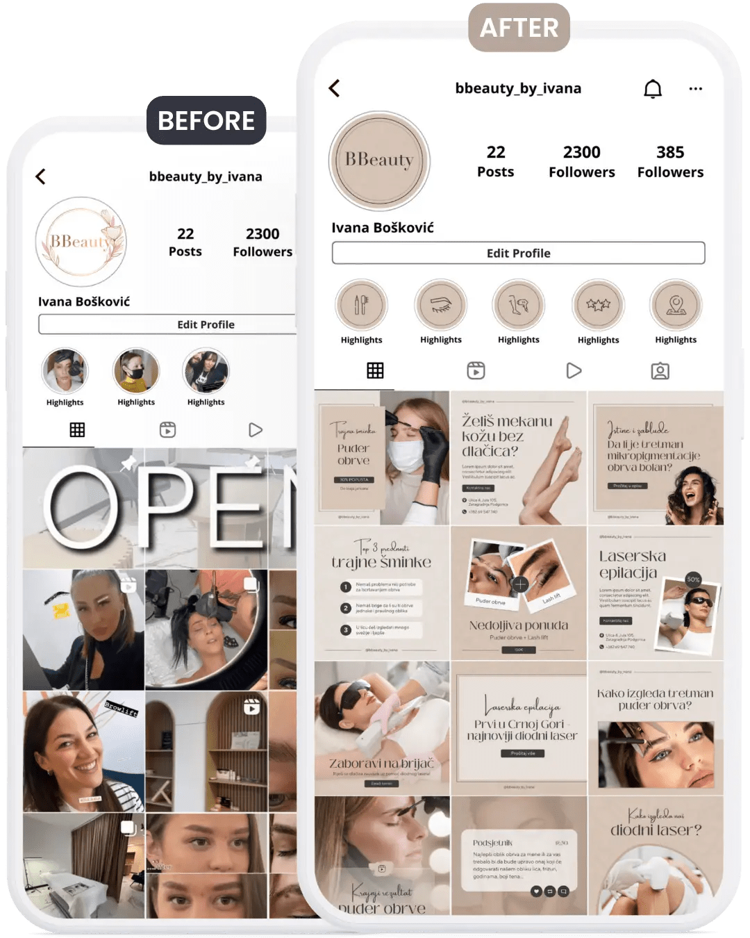 Dizajn Instagram profila – prije i poslije