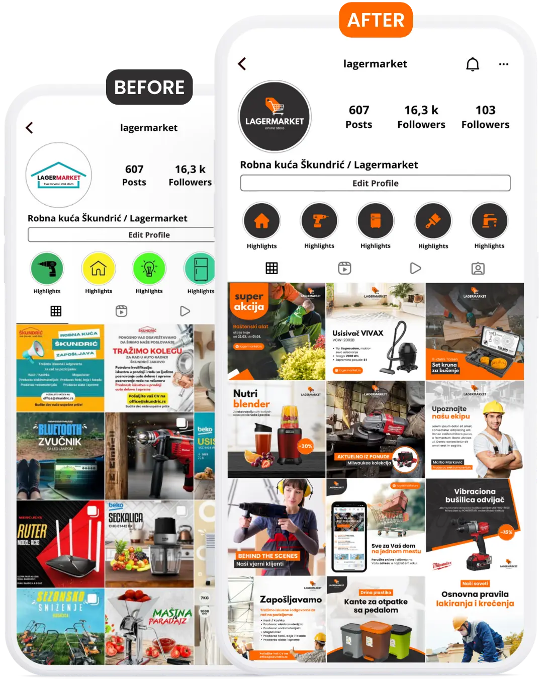 Dizajn Instagram profila – prije i poslije