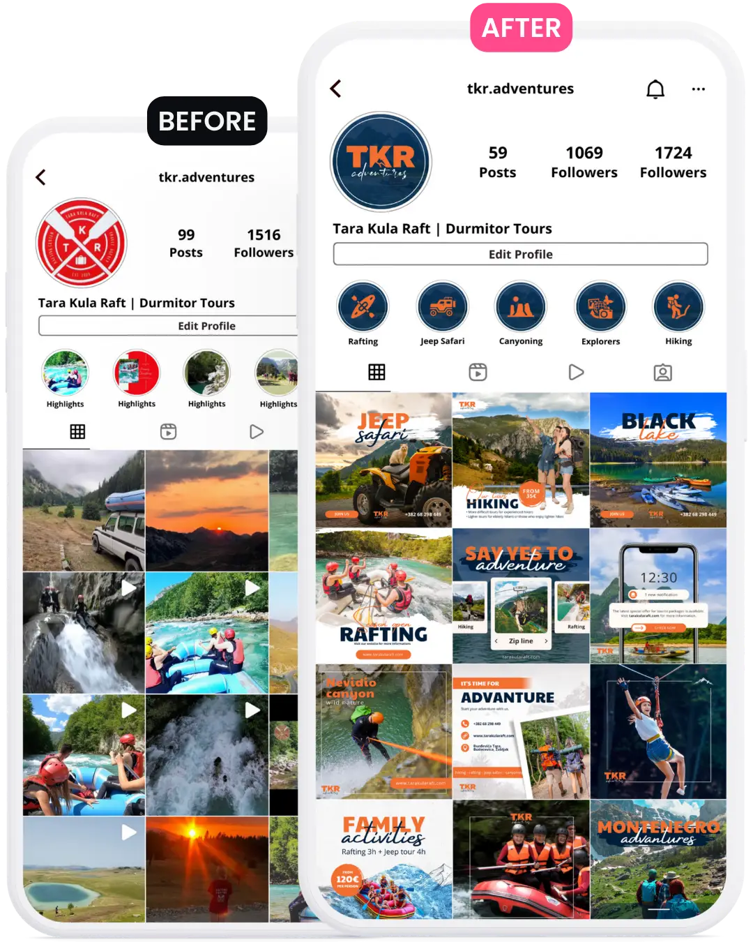 Dizajn Instagram profila – prije i poslije