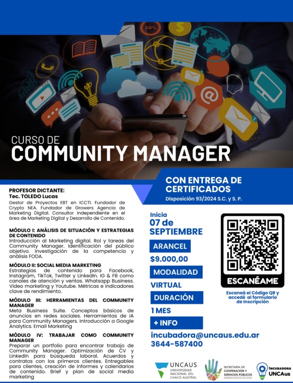 La UNCAUS abrió la inscripción para un nuevo Curso de Community Manager