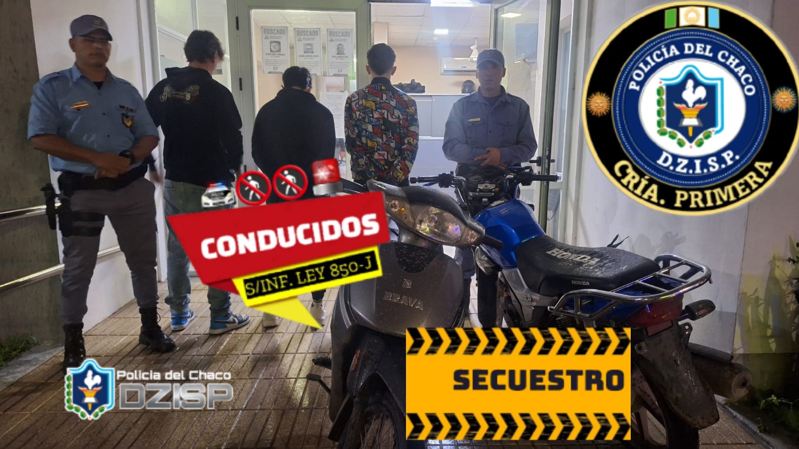 Tres jóvenes fueron demorados por conducción peligrosa y desorden en la vía pública