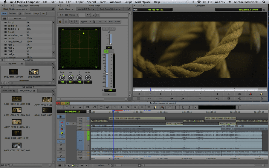 Video editing software interface displaying timeline and media clips.