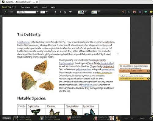 An online document displaying information about butterflies. It features illustrations of various butterfly species, alongside text discussing butterfly characteristics. The layout includes a sidebar with notes and links for further information.