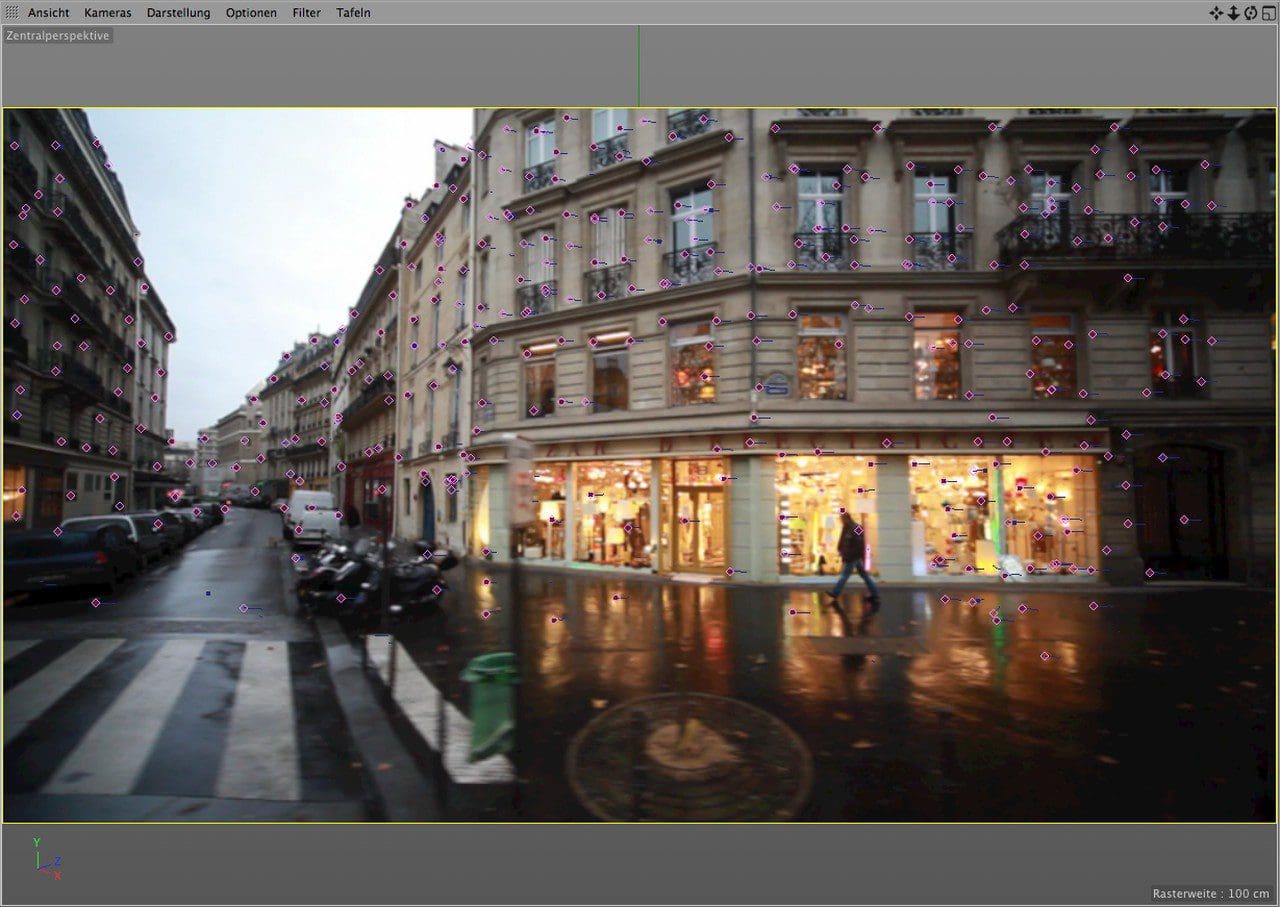 Street view with reflections and storefronts