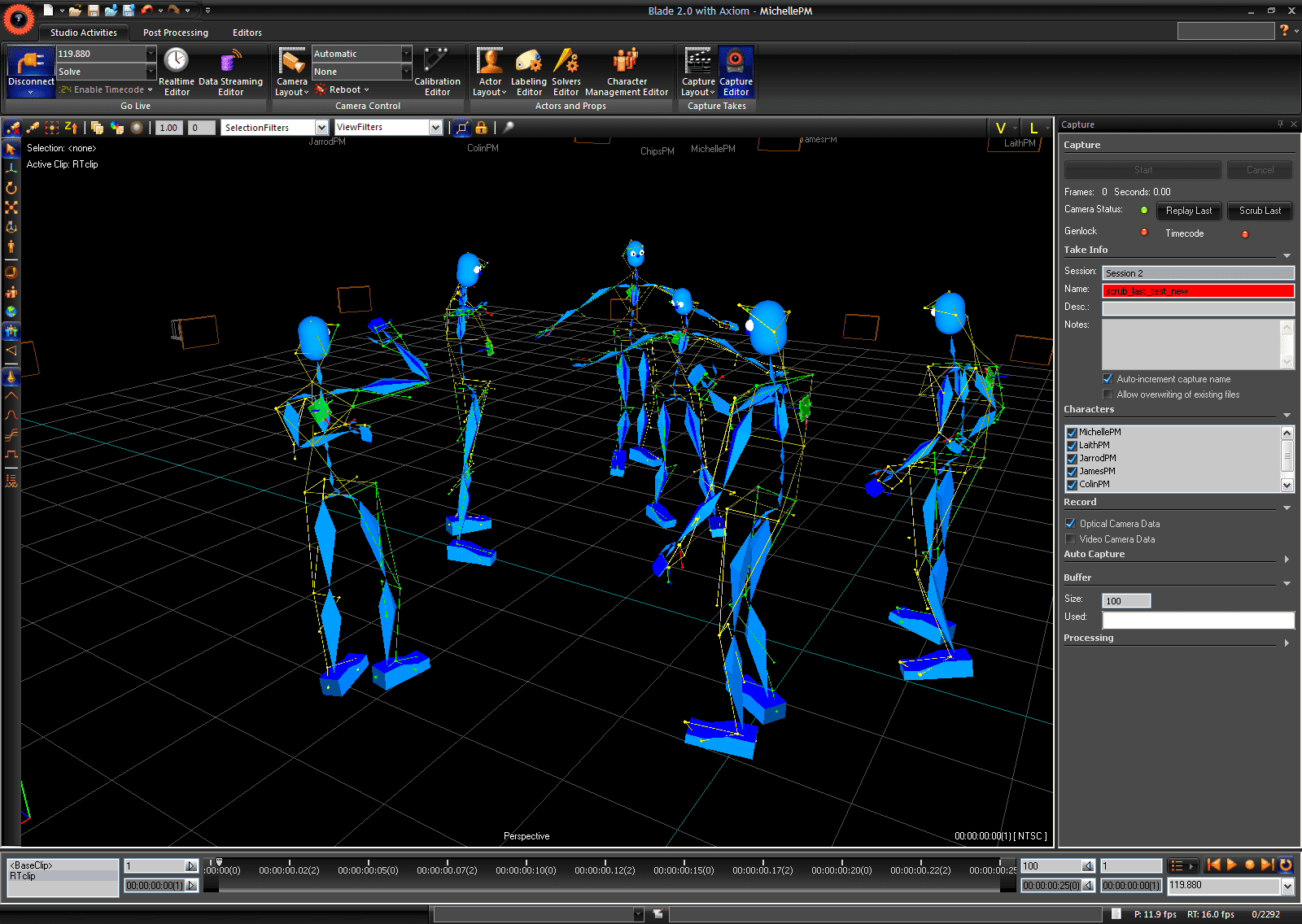 3D motion capture figures in a software interface