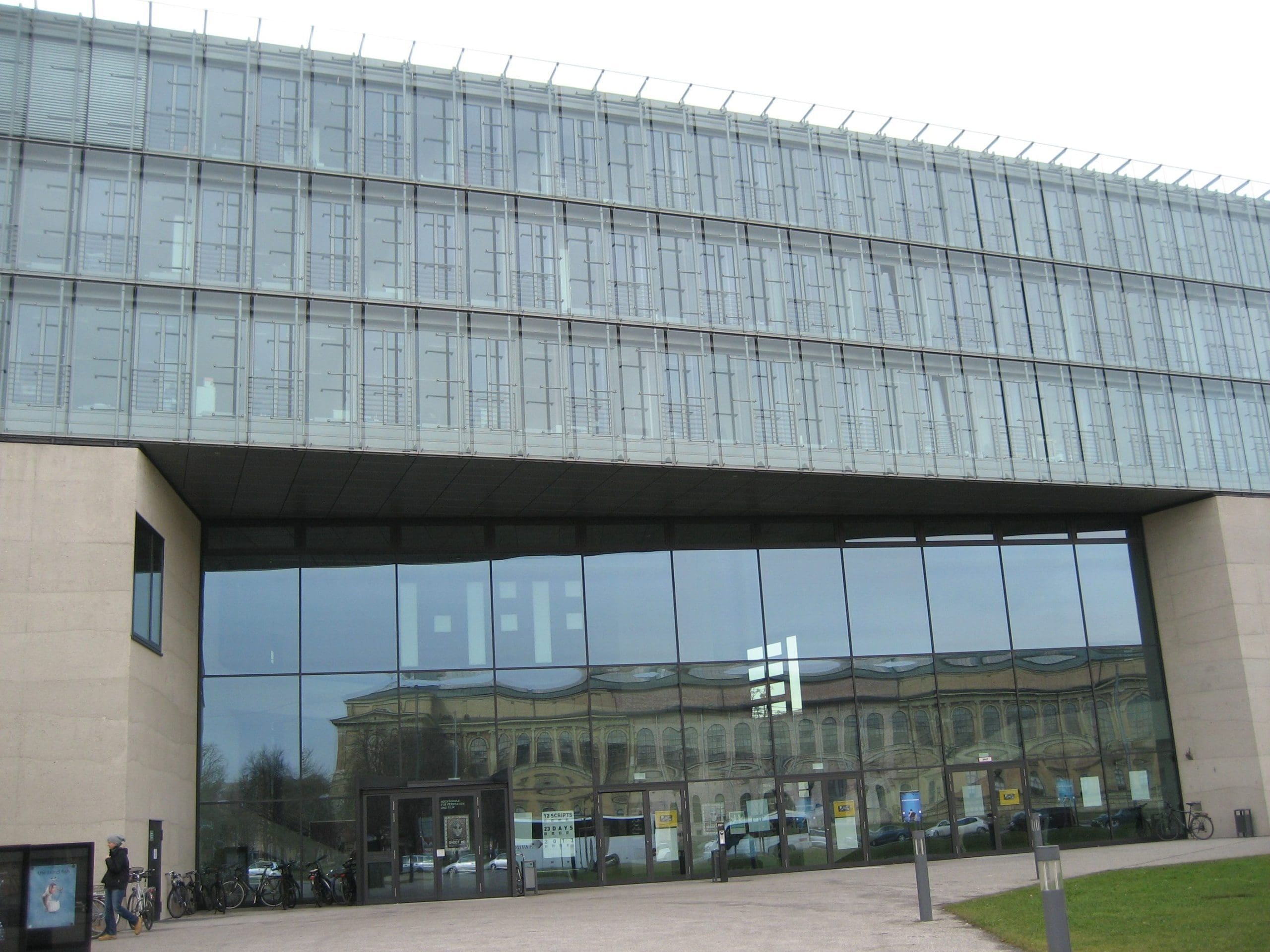 Modern glass building exterior with large windows