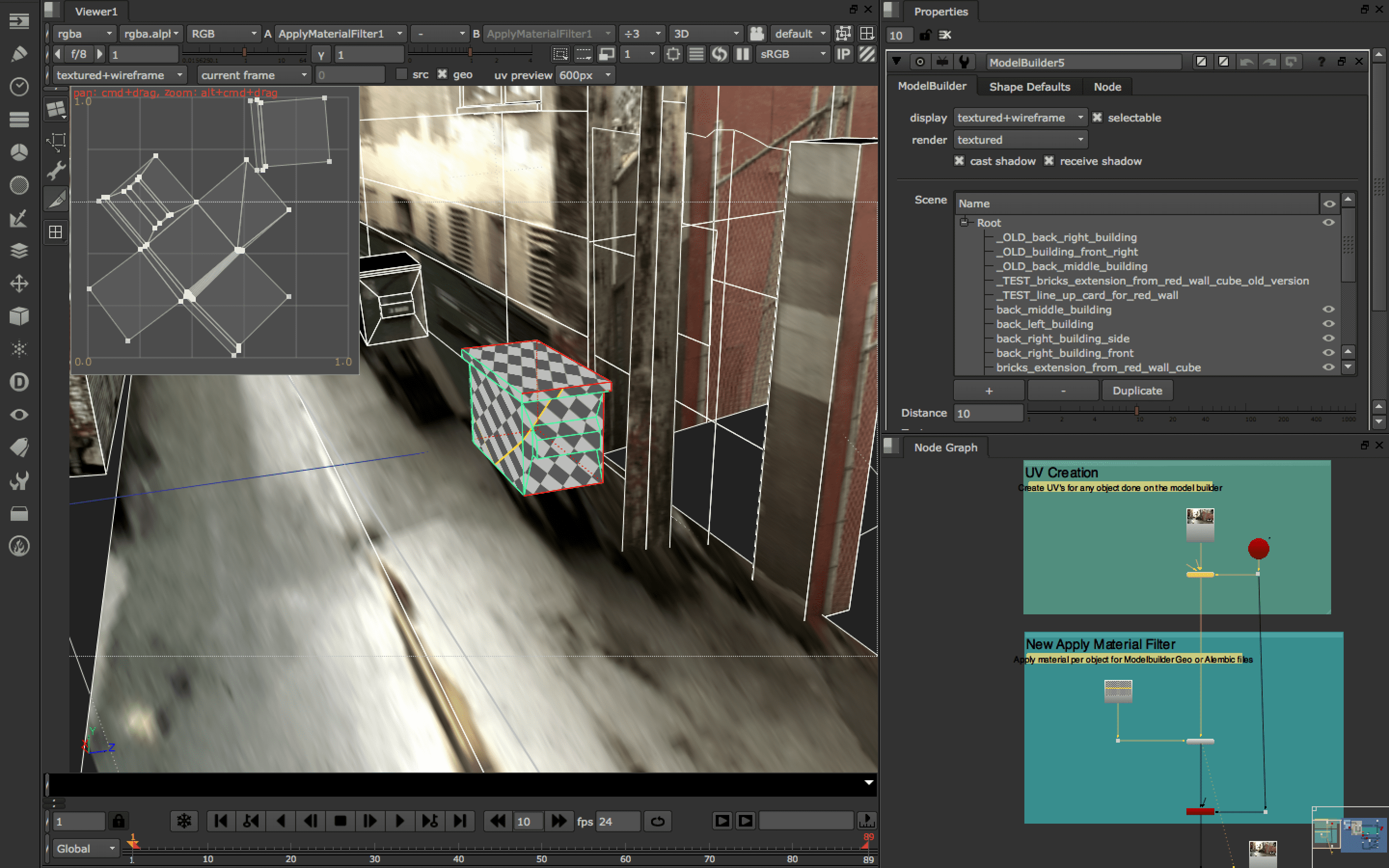 3D modeling software interface with grid and cube