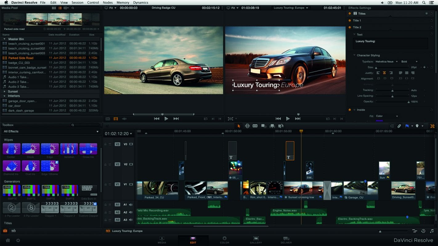 Video editing software interface showcasing a luxury car