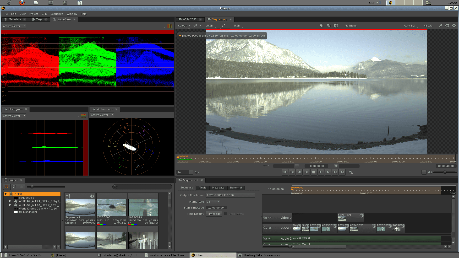 Video editing software interface displaying footage and editing tools