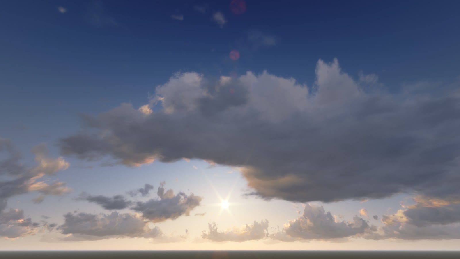 Sunrise with clouds in a blue sky