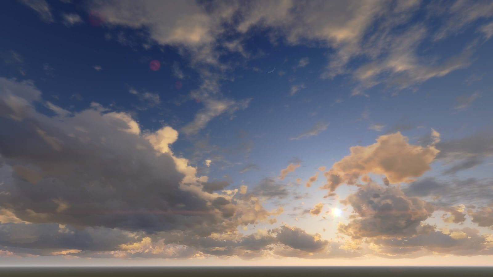 Colorful clouds in a blue sky at sunset