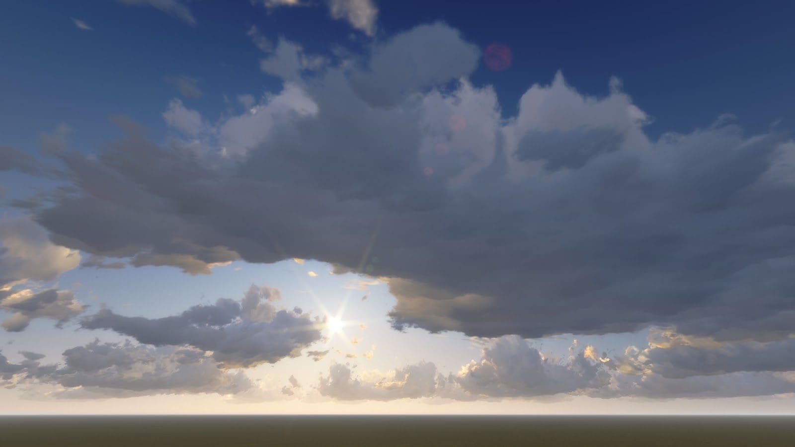Dramatic cloud formation with sunlight breaking through