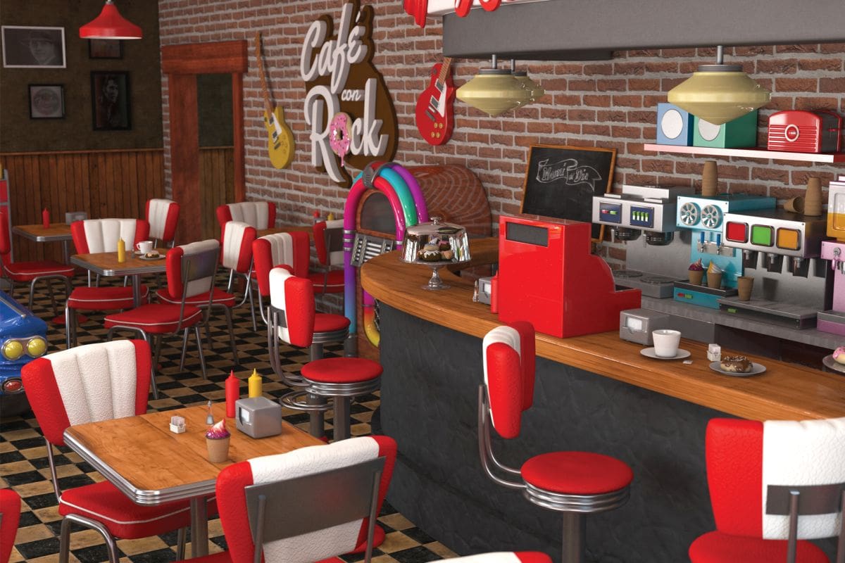"Diner "Café con Rock""/Mora Vieytes/3ds Max, V-RayArgentinien