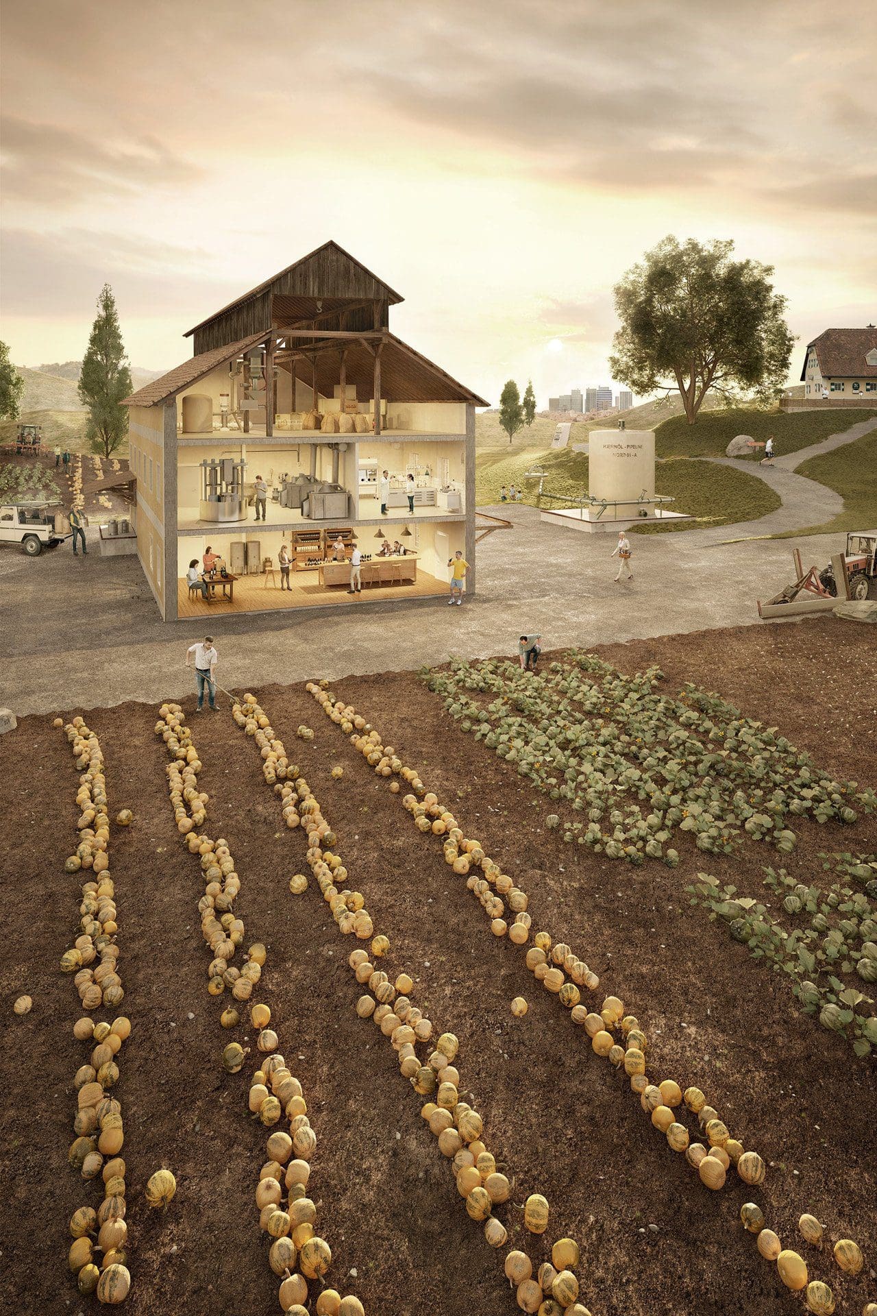 "Kernölland", von Stefan Kristoferitsch aus Österreich, gestaltet mit Cinema4D & VRay