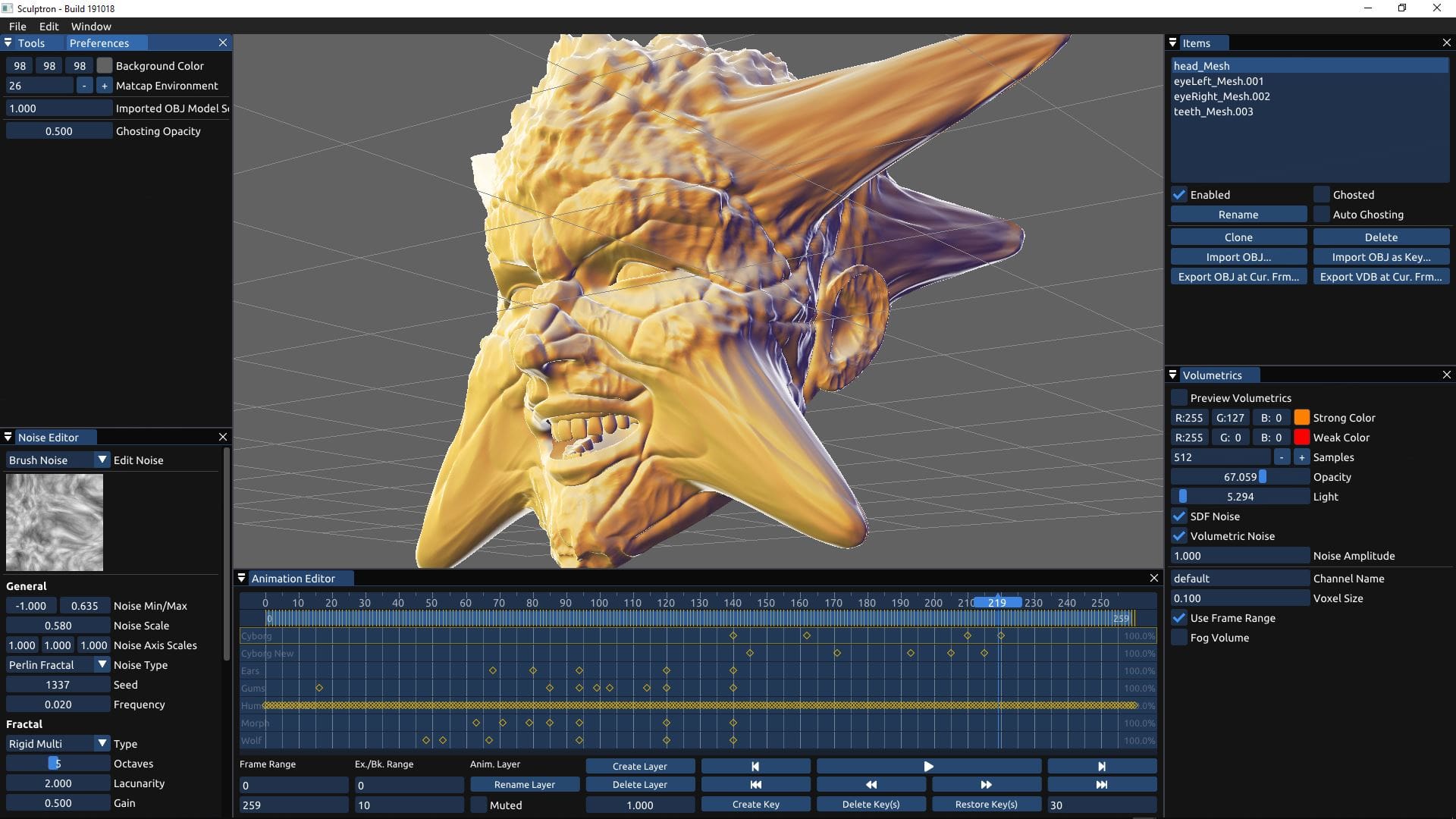 Sculpt-Animieren in Sculptron: Das Interface