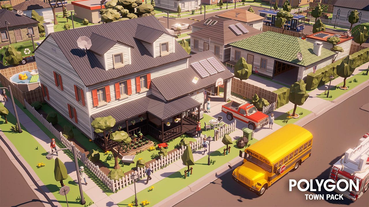 Hunderte 3D Assets für Low Poly Städte