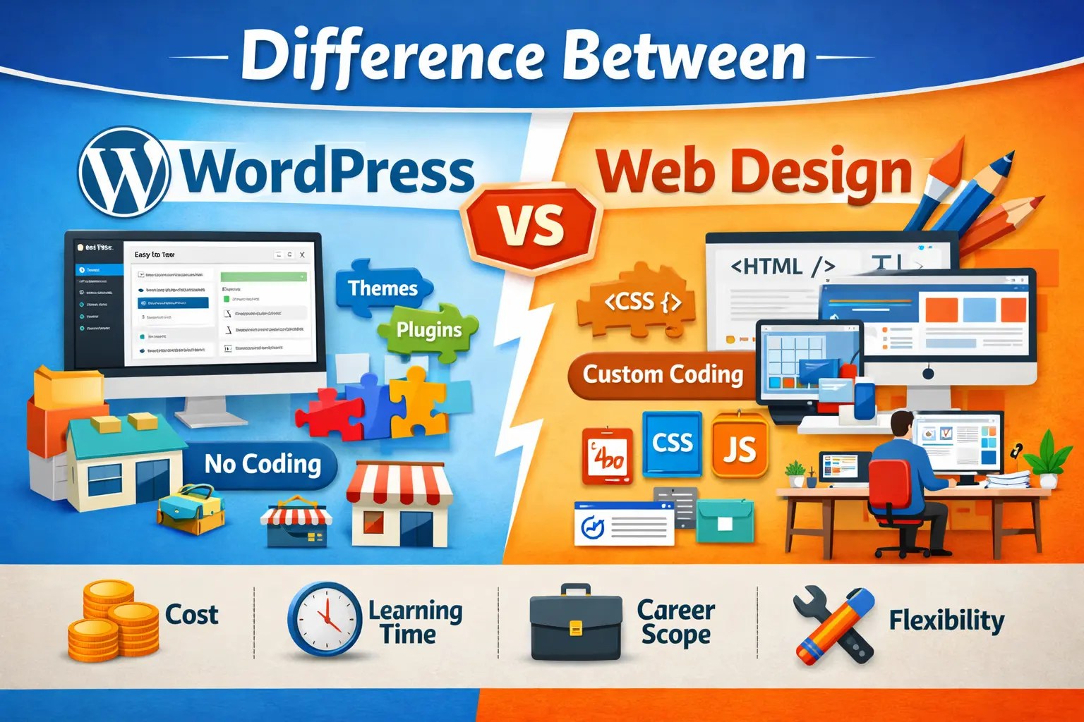 Difference between WordPress & Web Design